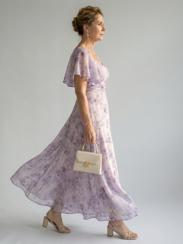 Mihaela | Rochie Midi cu Mâneci Fluturânde
