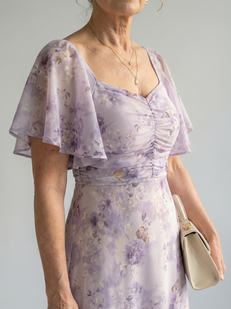 Mihaela | Rochie Midi cu Mâneci Fluturânde
