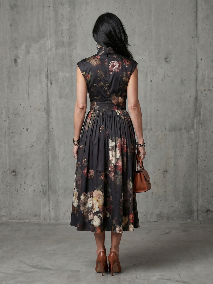 Roxana | Rochie Midi Plisată cu Flori