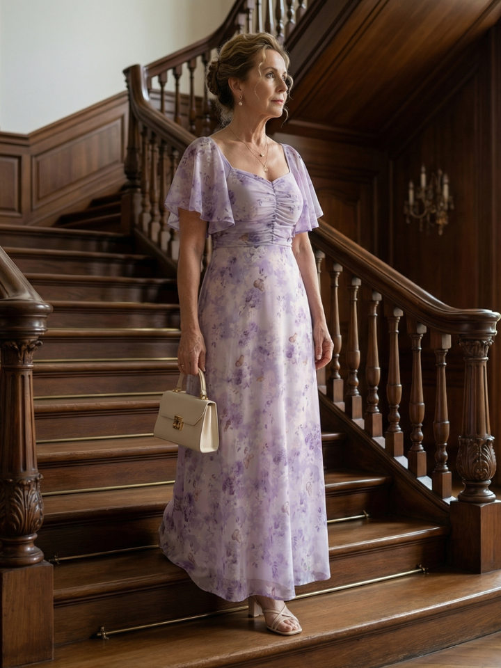 Mihaela | Rochie Midi cu Mâneci Fluturânde