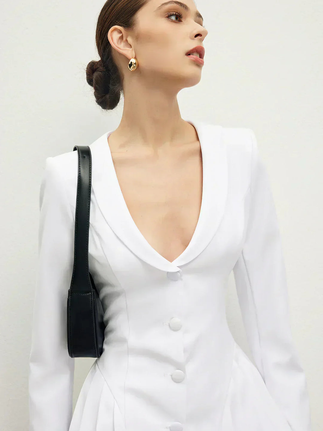 Rochie Plisată cu Corset și Rever