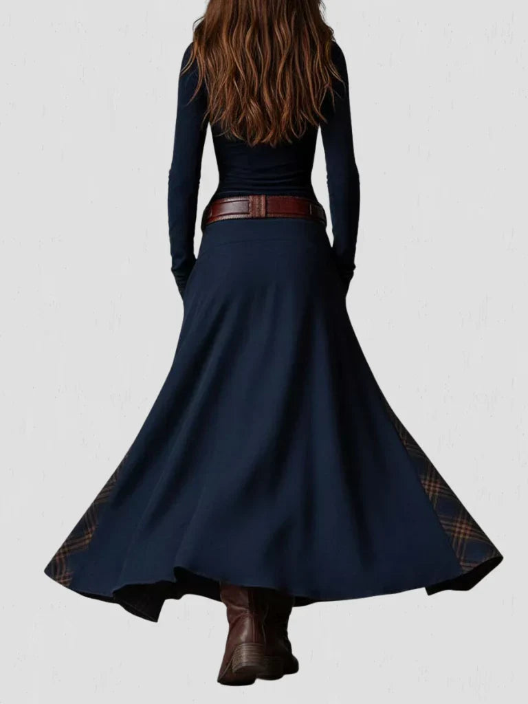 Stela | Rochie maxi din suede cu brâu