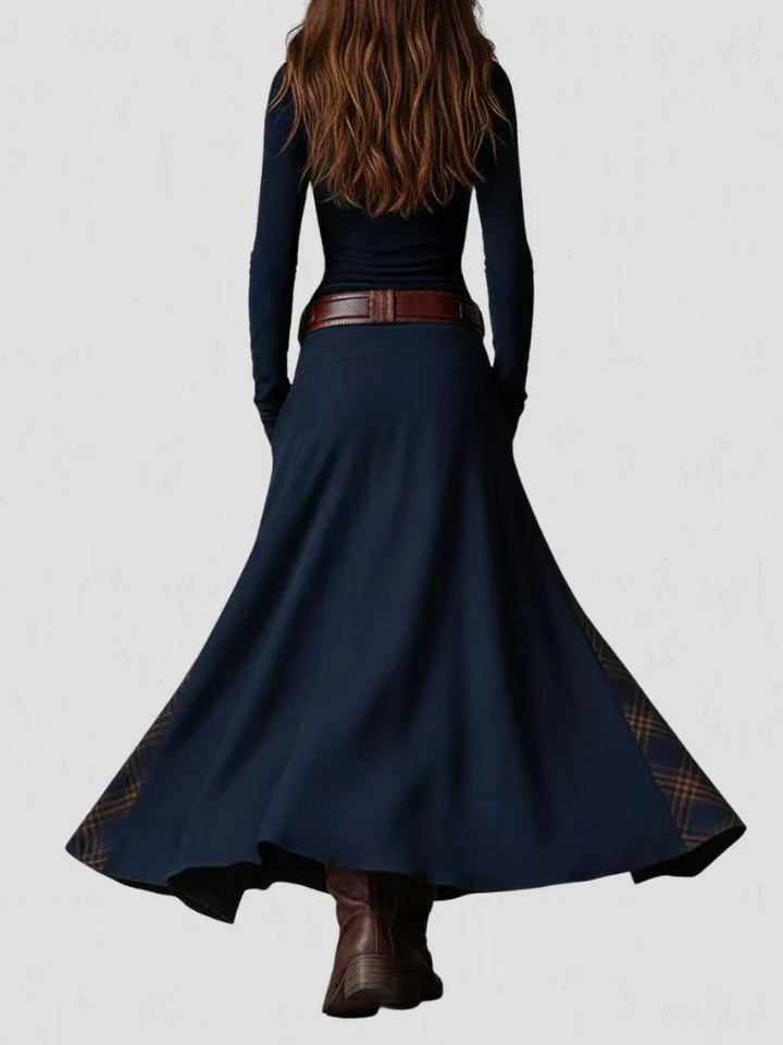 Stela | Rochie maxi din suede cu brâu
