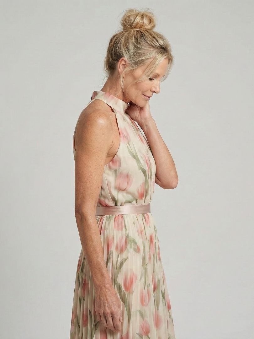 Nicoleta | Rochie Midi Halter Florală
