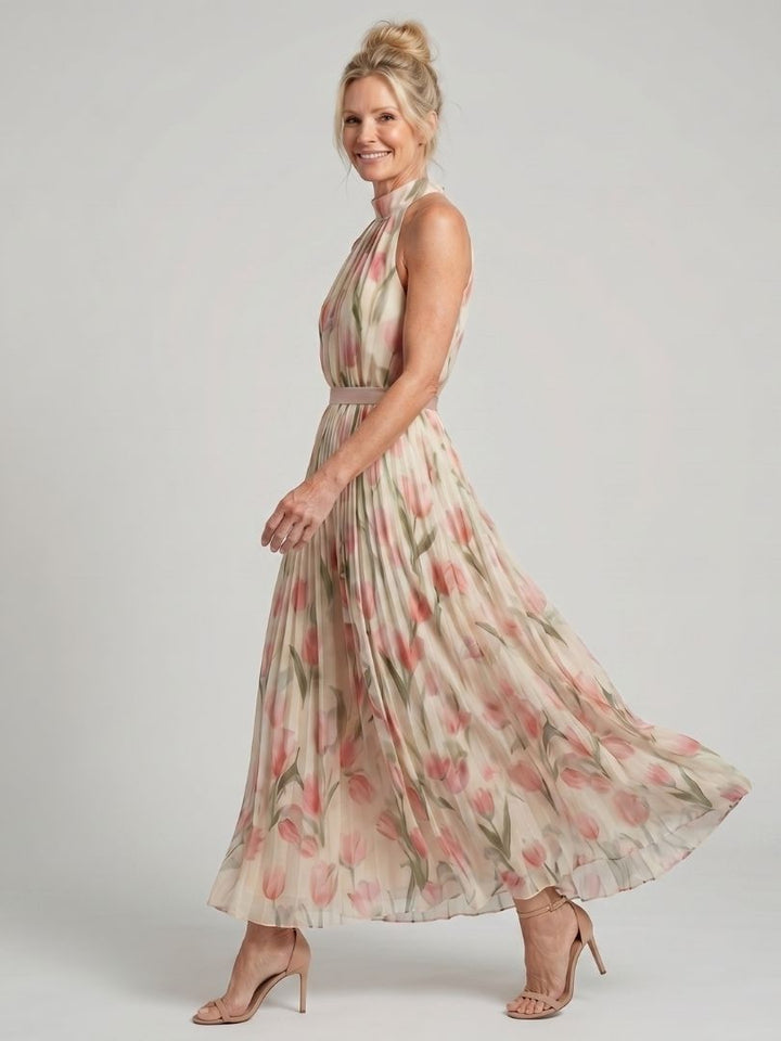 Nicoleta | Rochie Midi Halter Florală