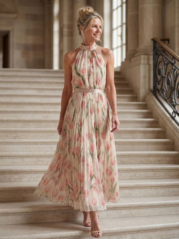 Nicoleta | Rochie Midi Halter Florală