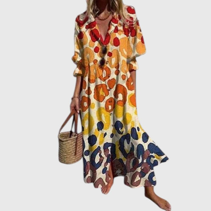 Maria - Rochie Maxi cu Flori Îndrăznețe