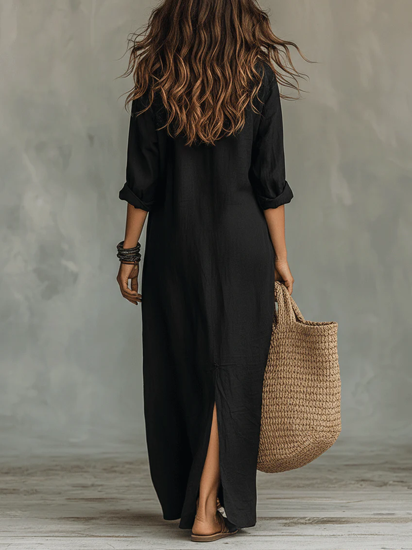 Oana | Rochie Elegantă Neagră Fluidă