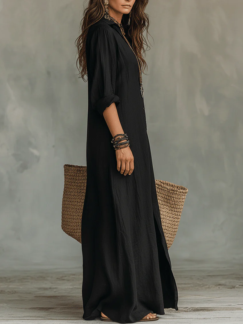 Oana | Rochie Elegantă Neagră Fluidă