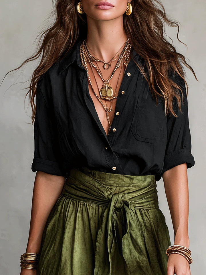 Corina | Compleu Elegant Negru Verde