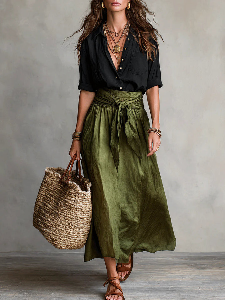 Corina | Compleu Elegant Negru Verde