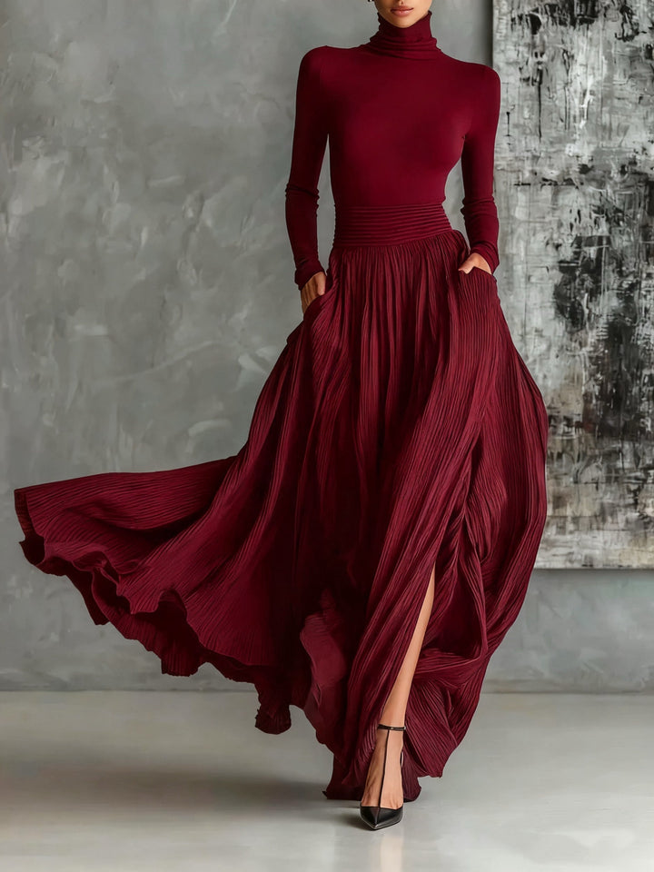 Raluca | Compleu Elegant Negru Plissat