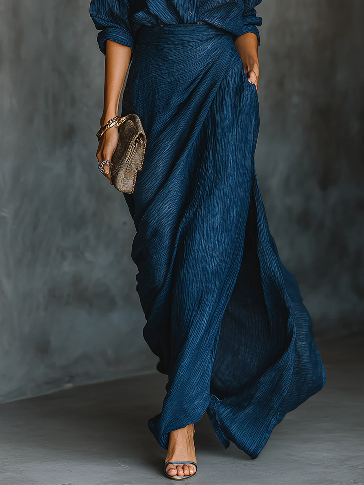 Madalina | Rochie Elegantă Bleumarin Maxi
