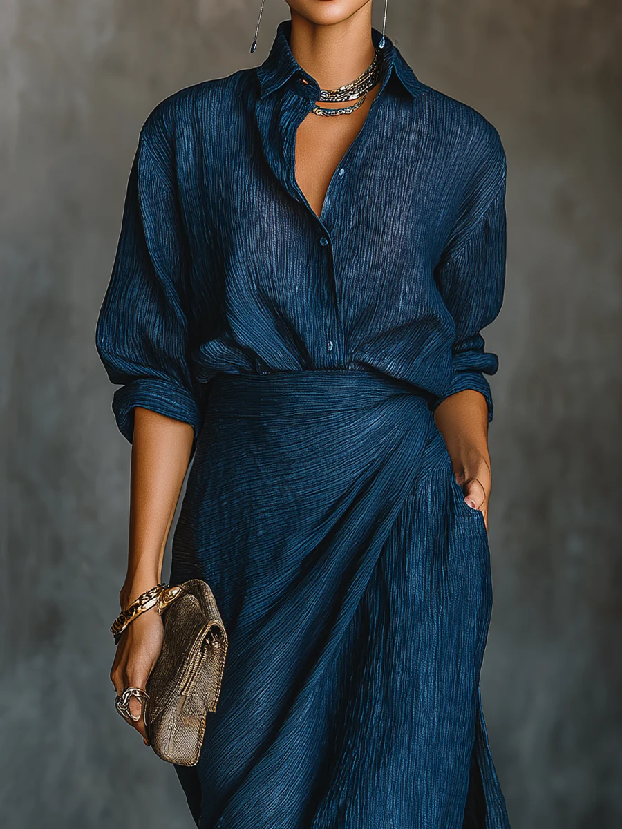 Madalina | Rochie Elegantă Bleumarin Maxi