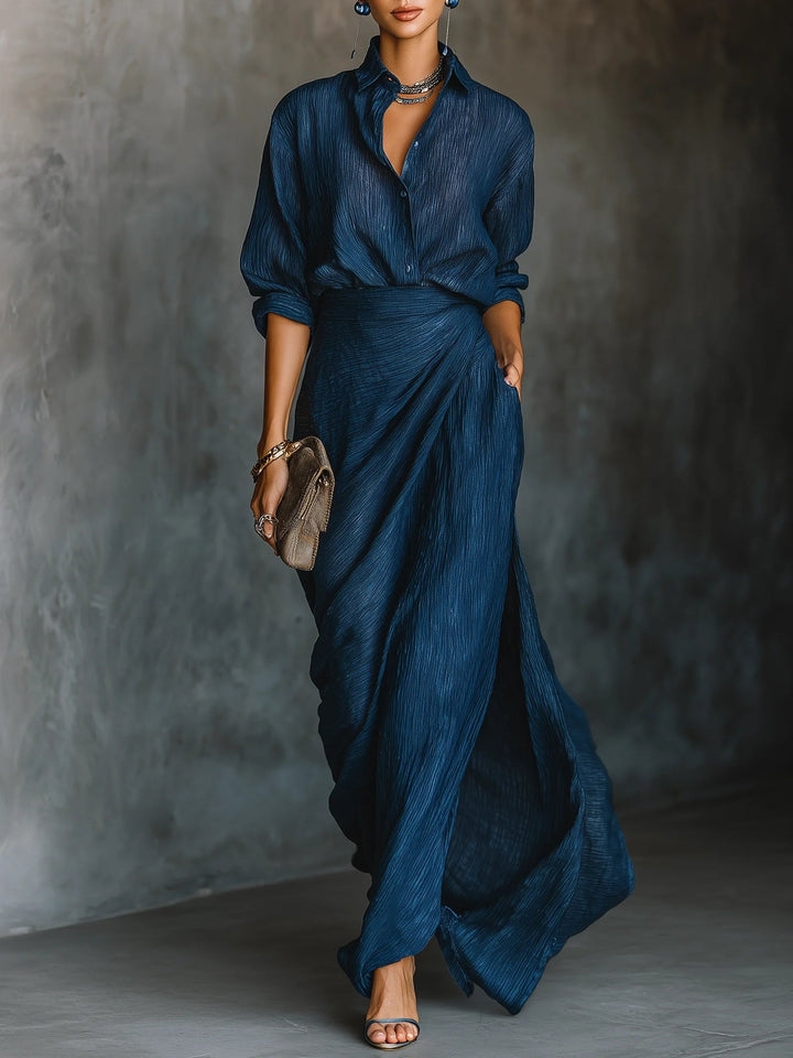 Madalina | Rochie Elegantă Bleumarin Maxi