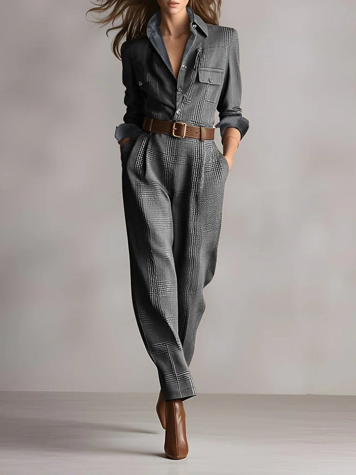 Amelia | Compleu Elegant în Carouri