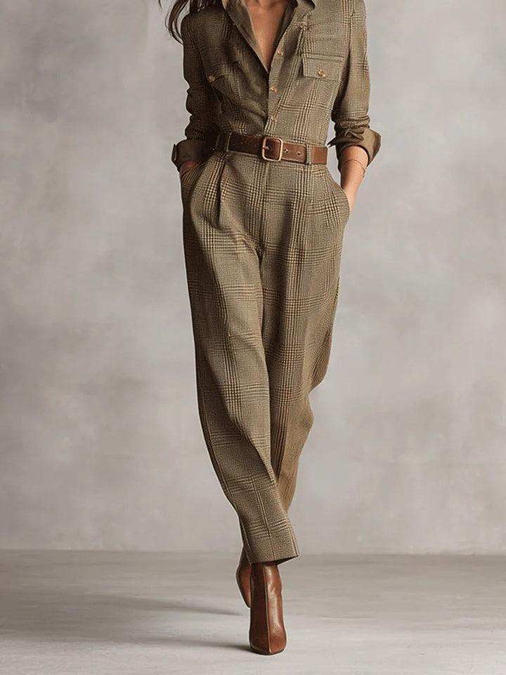 Amelia | Compleu Elegant în Carouri