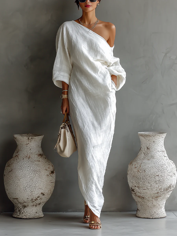 Cristina | Rochie Elegantă Albă Maxi
