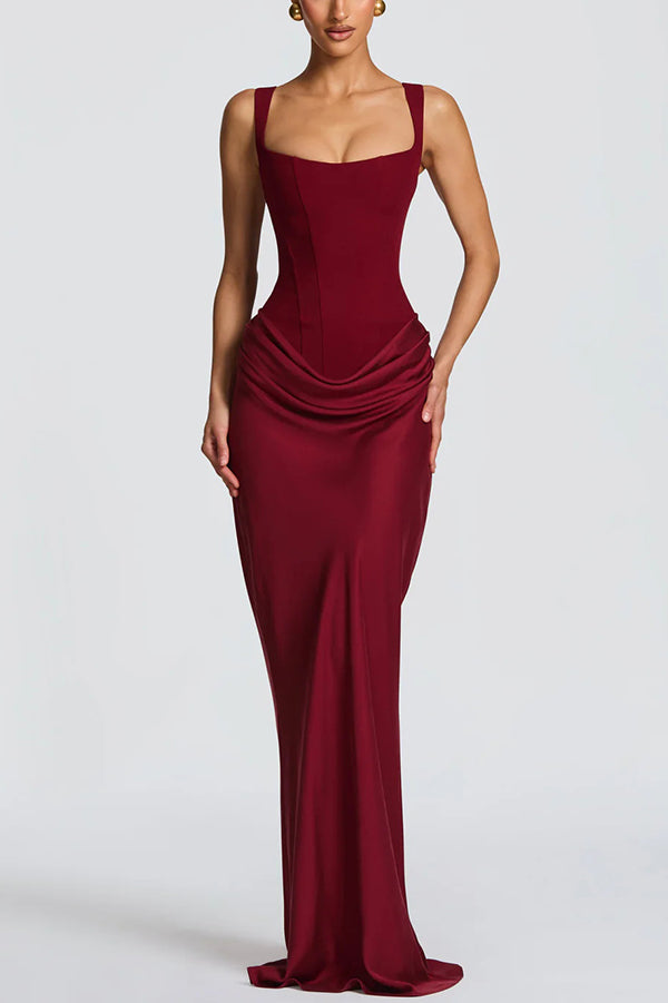 Daria ❘ Rochie maxi cu decolteu în formă pătrată